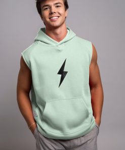 BOLT Sleeveless Hoodie - Mint/Black Bolt