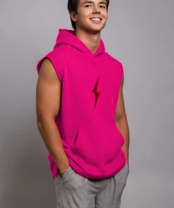 BOLT Sleeveless Hoodie - Pink/Red Bolt