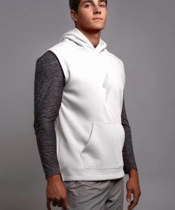 BOLT Sleeveless Hoodie - White/White Bolt