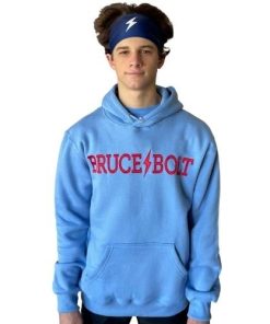 BRUCE BOLT Hoodie - Baby Blue/Red