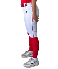 Premium Pro Softball Knicker Pant w/ Piping - White/Red