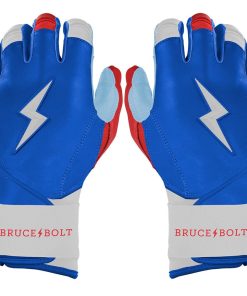Bear Series Long Cuff Batting Gloves - Red. White & Blue