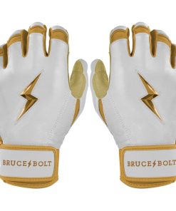 Gold Series Short Cuff Batting Gloves - White/Gold